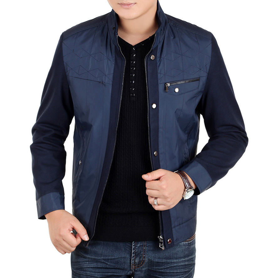 厂家直销春秋新款中老年男装 商务休闲 立领薄款男士夹克外套男