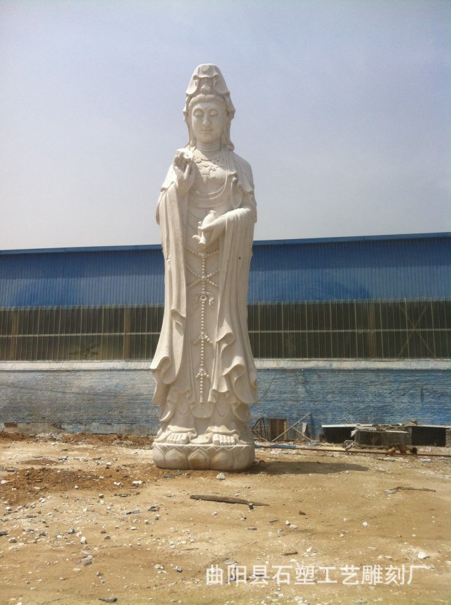 专业生产石雕滴水观音 大型汉白玉石头观音摆件|ms
