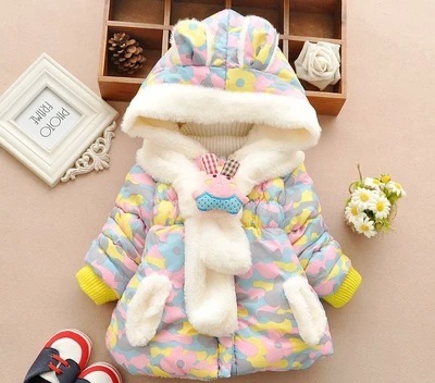 2020 Winter models girls DQFE colour camouflage scarf thickening cotton-padded clothes Z1.6 Wholesale children&#39;s clothing