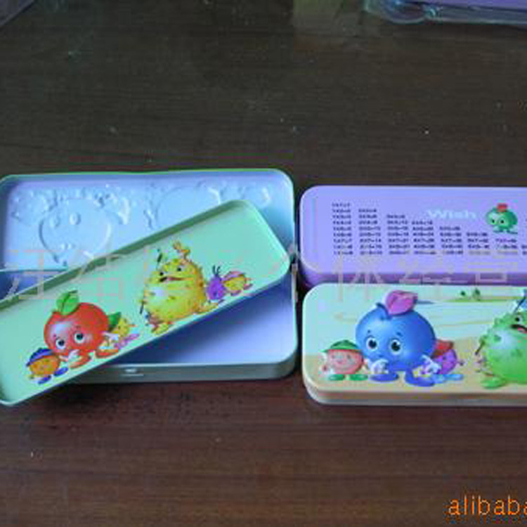 厂家定制 高品质卡通金属文具盒 翻盖九九乘法表印字儿童文具盒