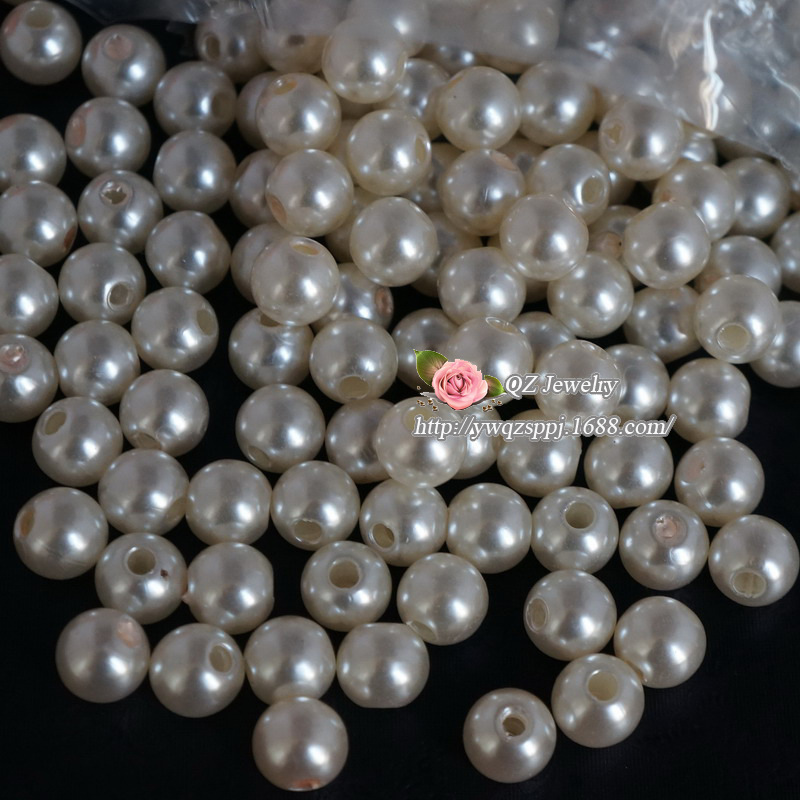 12mmABS plastic imitation pearl, colored pearlescent pearl, artificial pearl, large-pore plastic pearl hair accessory material detail image 4