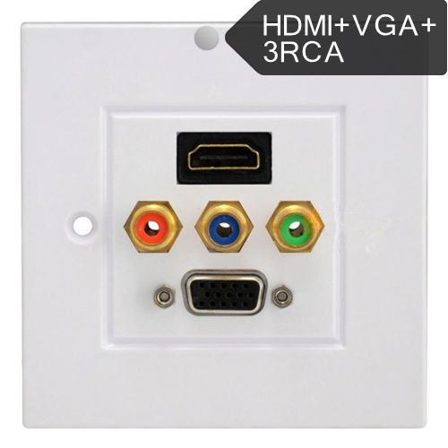 多媒体面板 机顶盒莲花音视频VGA RCA音响HDMI高清免焊 墙壁插座
