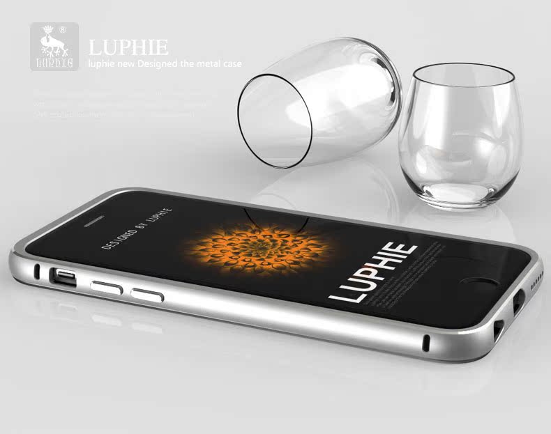 Luphie Aircraft Aluminum Metal Frame 9H Tempered Glass Back Cover Case for Apple iPhone 6S Plus