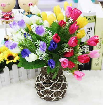 Artificial Flower Magnolia 15 Head tulips Decorative flowers Home Furnishing decoration Bouquet of flowers superior quality Special Offer wholesale