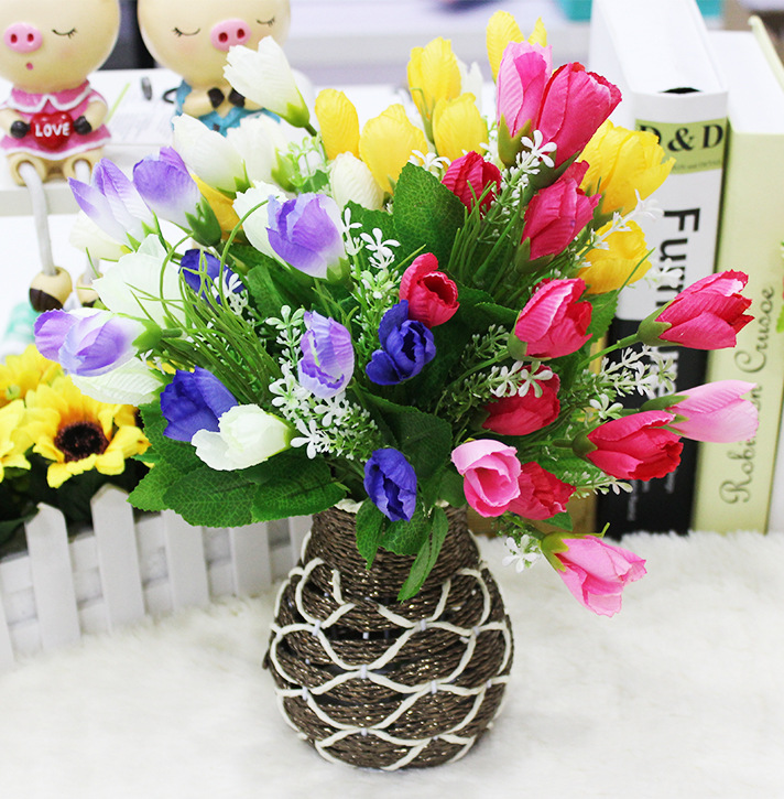 Artificial Flower Magnolia 15 Head tulips Decorative flowers Home Furnishing decoration Bouquet of flowers superior quality Special Offer wholesale