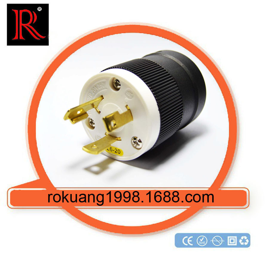 JT-620LP NEMA防脱落插头 20A 250V NEMA L6-20P 美式插脚