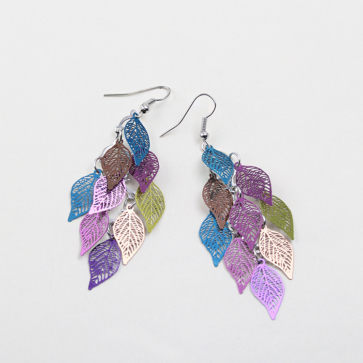 Wholesale Jewelry 1 Pair Simple Style Leaf Metal Drop Earrings display picture 5