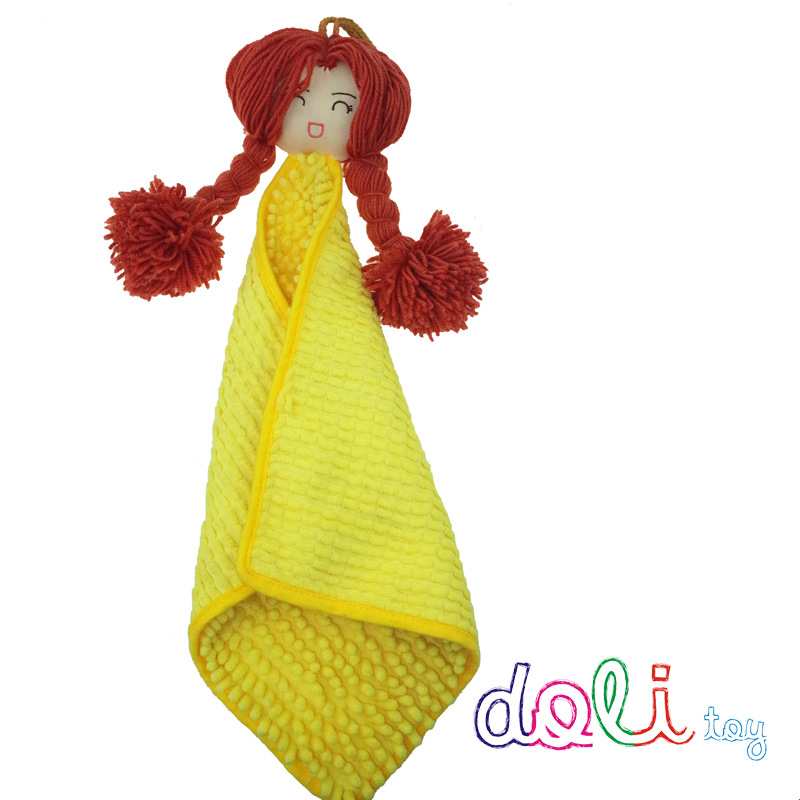 卡通玩具娃娃头擦手巾 雪尼尔吸水擦手巾 定制厨房礼品赠品擦手巾