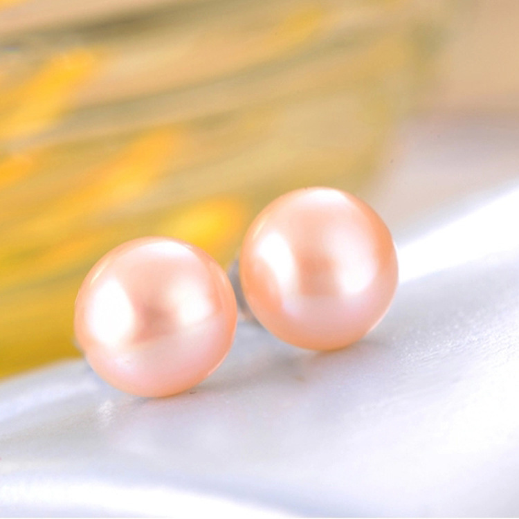 简约时尚饰品S925纯银6A级耳钉天然淡水珍珠耳环 女低价正品