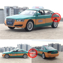 1:32仿真金屬車奧迪A8合金車模出租車汽車模型回力聲光兒童玩具車