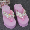 Flip flops, slippers, beach footwear platform, flowered