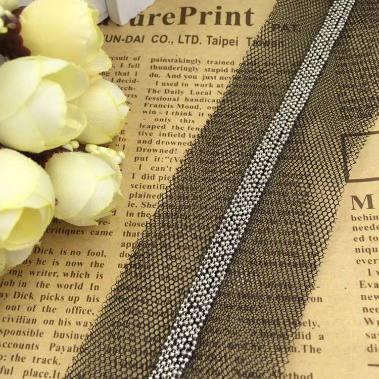 现货供应服装面料6排铜珠蕾丝花边 DIY手工新款家纺网布花边面料