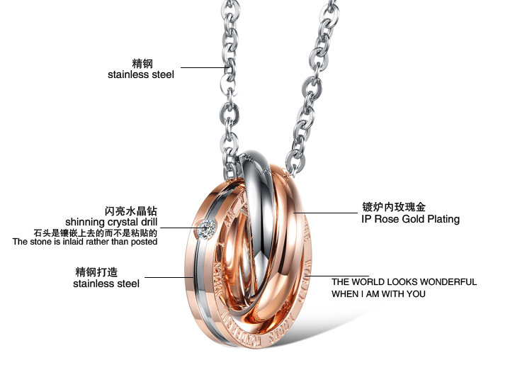 Jewelry Small Gift Ring Interlocking Titanium Steel Couple Necklace display picture 6