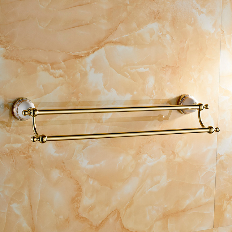 Hardware pendant gold-plated ceramic double bar towel rack bathroom pendant double bar towel rack 6648GP