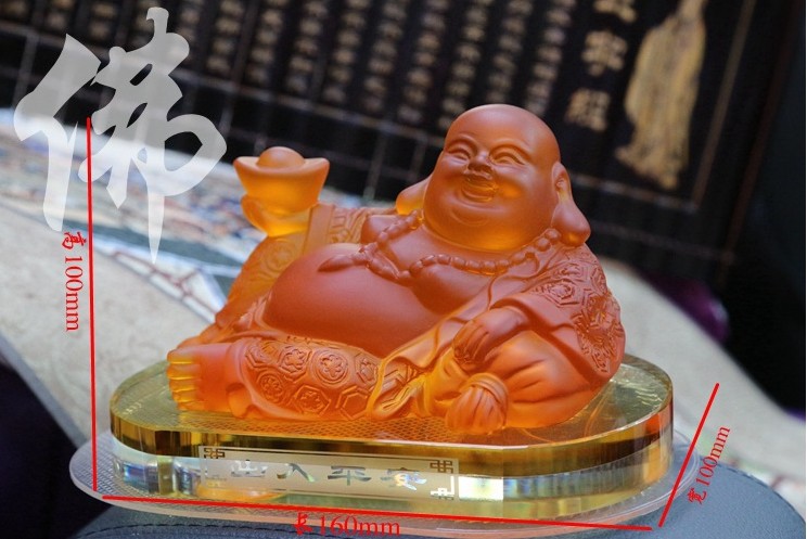 工厂批发琉璃色实心花衣弥勒佛树脂香水座式 元宝佛汽车香水摆件|ru