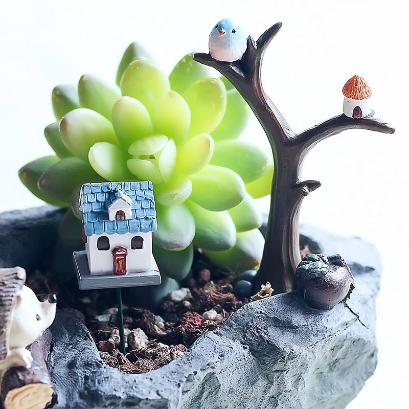 Chậu Cây Resin Que cắm hoa đồng quê cổ tích Zakka, phụ kiện tiểu cảnh và chậu cây mọng nước DIY (RG-282)