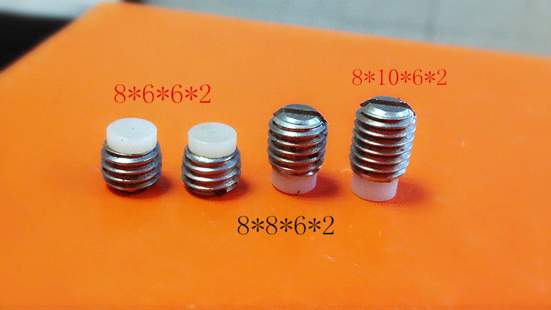 胶头开槽顶丝,不锈钢顶丝带胶头,一字槽机米有白色硬胶头