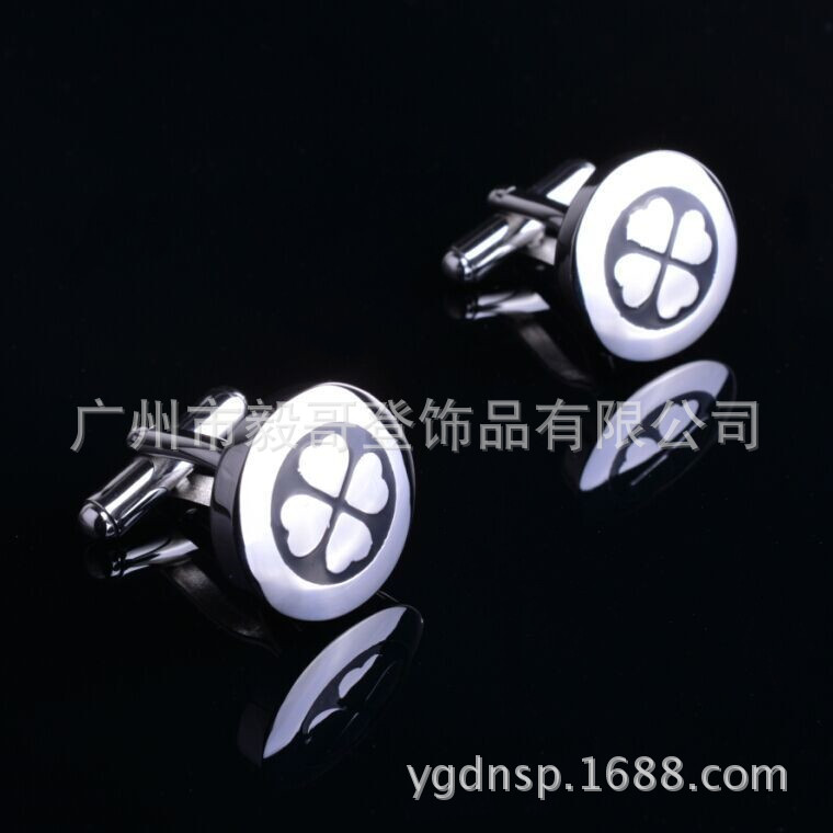 礼品袖扣，四叶草袖扣，心形袖扣，供应A4079-DJ不锈钢袖扣