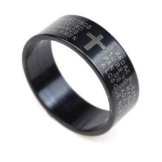 TG02黑色不锈钢经文戒指钛钢戒指批发小礼品货源 2元店配货