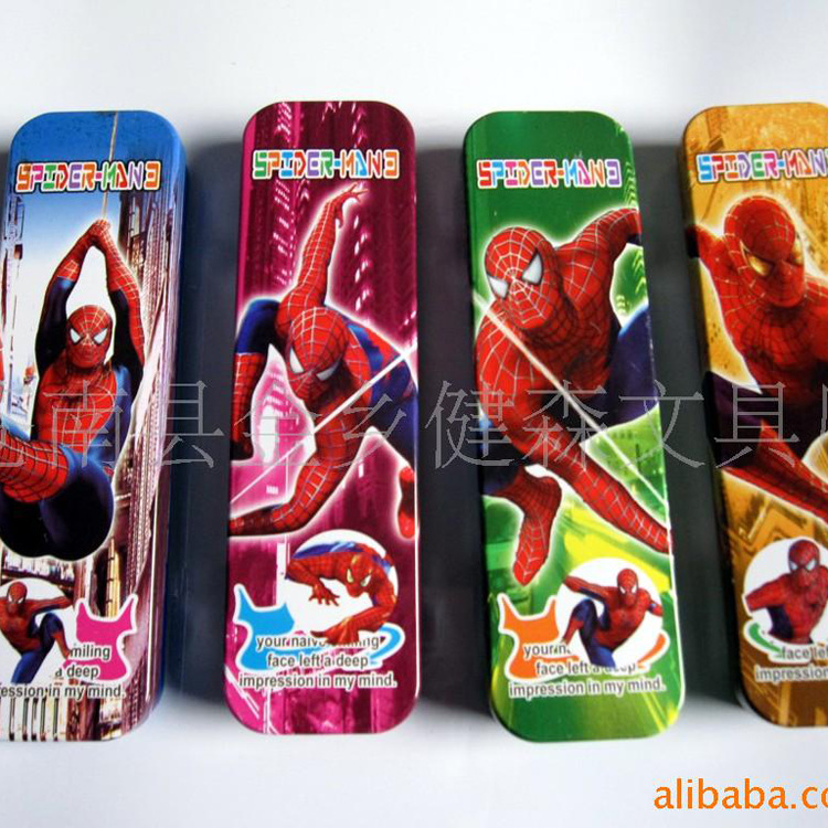 优质供应马口铁文具盒 长方形学生文具盒 卡通图案双层文具盒