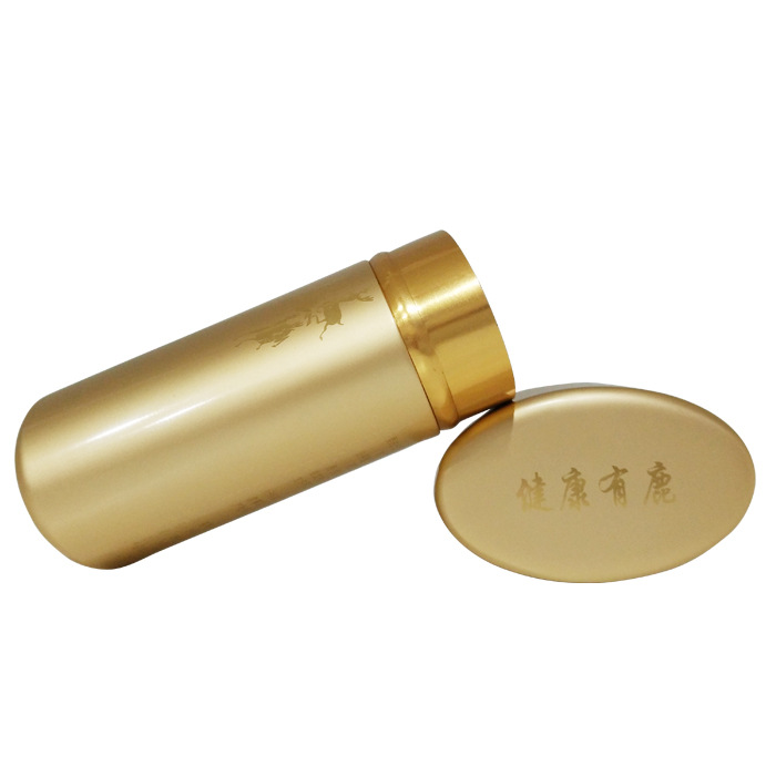 厂家订做金色铝制保健品瓶私版吉春鹿胎丸保健品铝罐生产订制