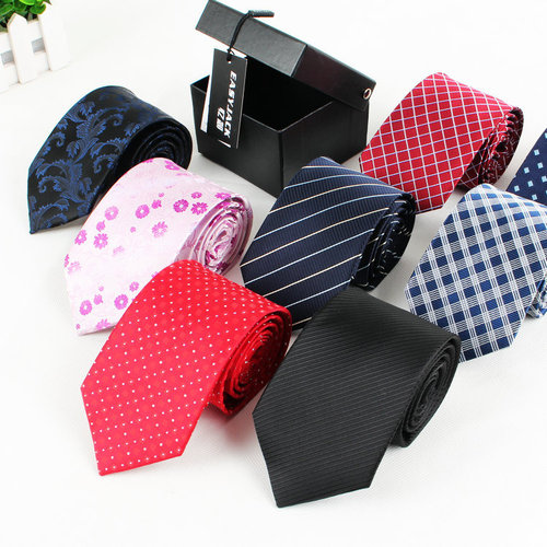 Business formal men's tie red wedding casual striped professional tie 8cm black tie