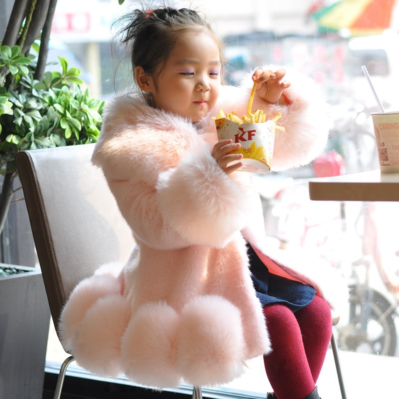 children leather and fur coat girl Autumn and winter 2019 new pattern Korean Edition Mink like Fox thickening Parenting wholesale