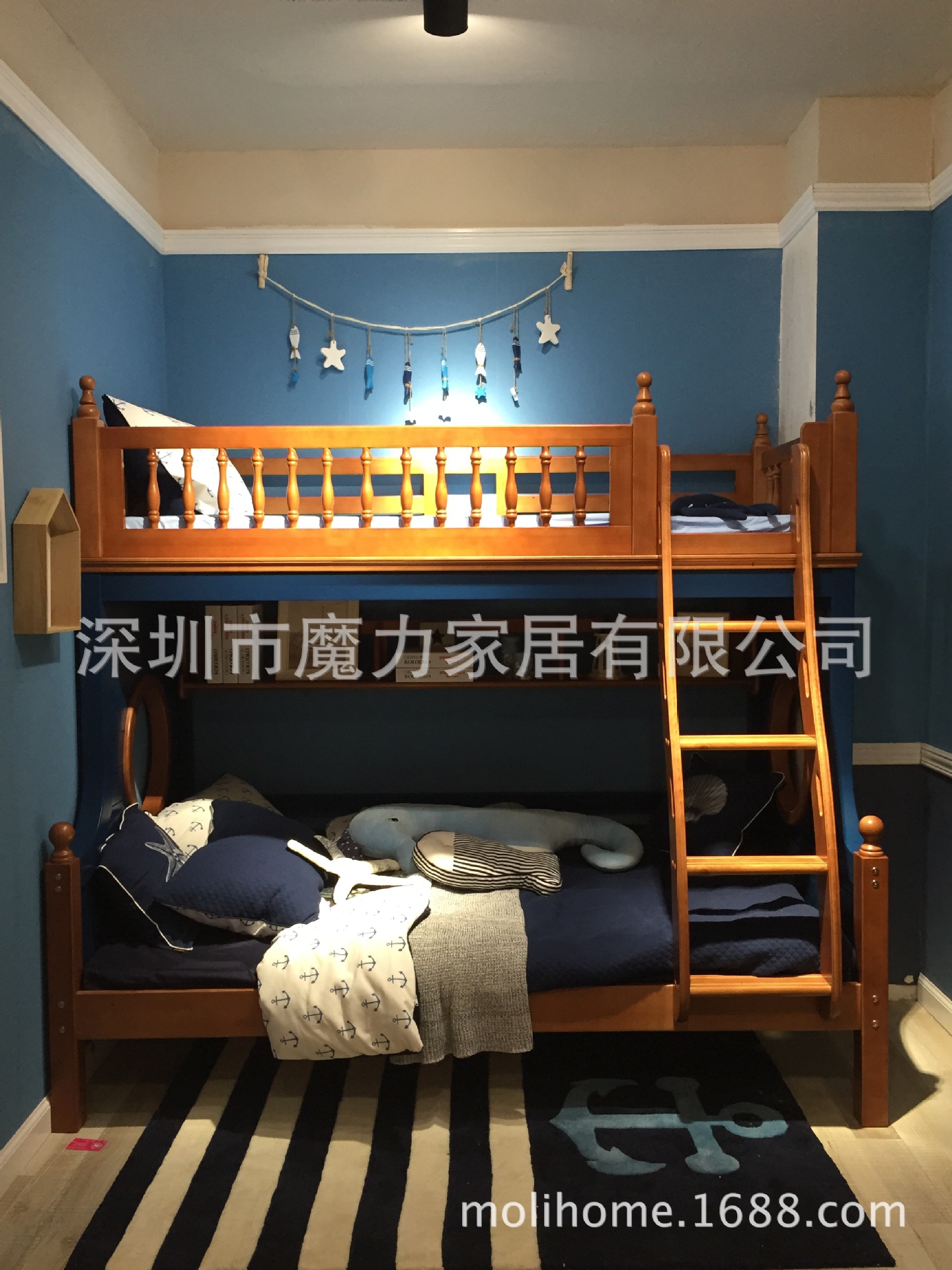 魔力屋地中海高低床實木上下床智利松子母床兒童床雙層床母子床