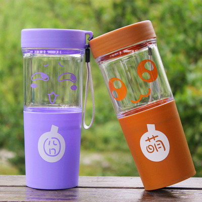 Jiong Beard Expression Plastic Double Cup originality seal up Leak proof Water cup wholesale