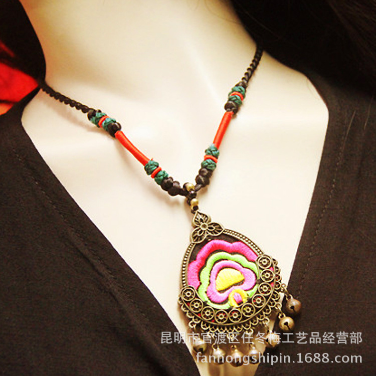 中国风复古双面贴花项链