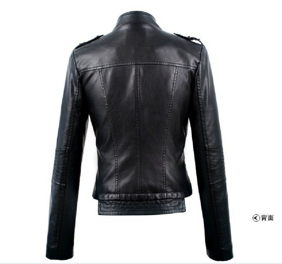 Demi-season polyurethane short fitted jacket, Korean style