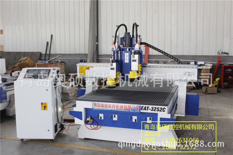 青岛木工机械 双头轮动雕刻机 自动换刀雕刻机 数控木工设备