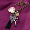 Cute pendant heart shaped with tassels, fashionable necklace, accessory, wish, European style, wholesale