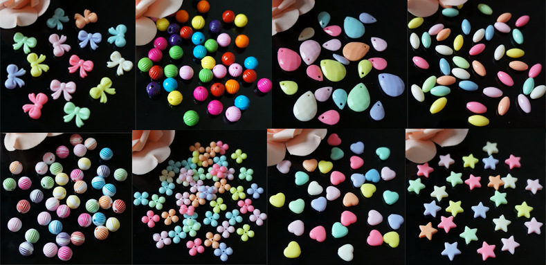 儿童手工彩色桃心 亚克力爱心珠 串水果竹签花签牙签珠串详情图8