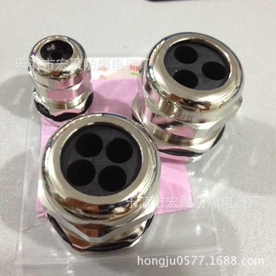多孔铜质电缆防水接头 三孔型防水接头 黄铜金属电缆固定头PG29