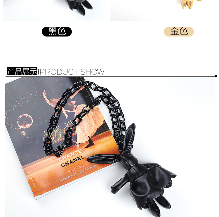 Korean  Fashion Wild Cute Leather Rabbit Long Necklace display picture 2