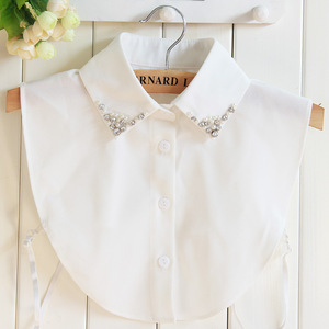 Fake collar Detachable Blouse Dickey Collar False Collar Fake collar children shirt collar versatile Rhinestone beads chiffon shirt lapel