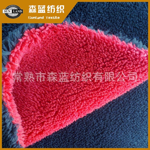 供应秋冬服装面料宽幅家纺绒布-全涤复合美丽绒长毛绒双色复合