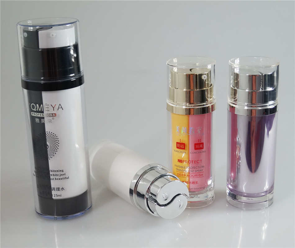 40ml圆形亚克力双管乳液瓶 双管化妆品包装瓶