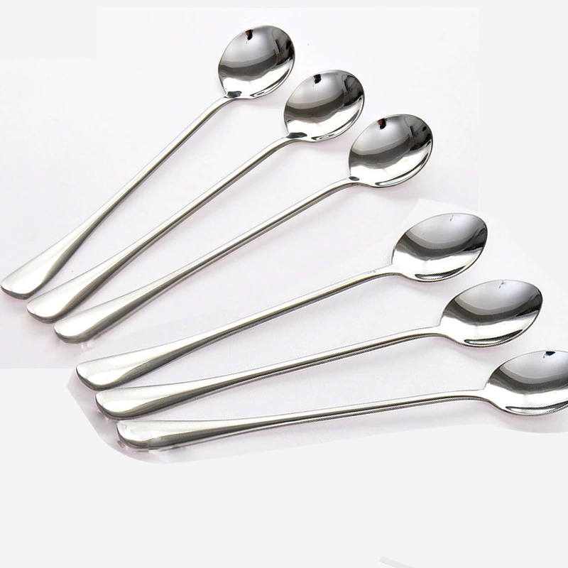Детская твердая ложка из нержавеющей стали с длинной ручкой ложка суповая ложка для смешивания кофе утолщенная и удлиненная