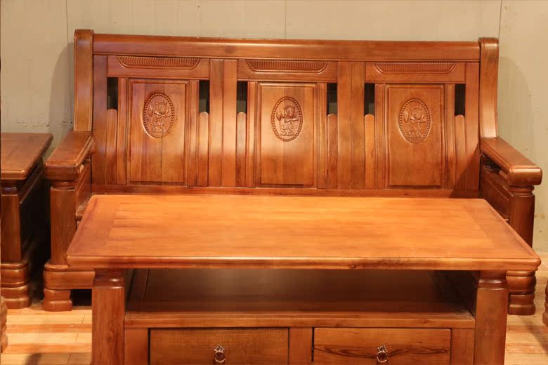 7件套实木沙发 单人三人组合沙发 实木中式沙发 香樟木沙发668