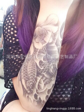 Super waterproof environmental protection realistic flower arm body painting simulation tattoo koi rich fish forced wholesale direct sales