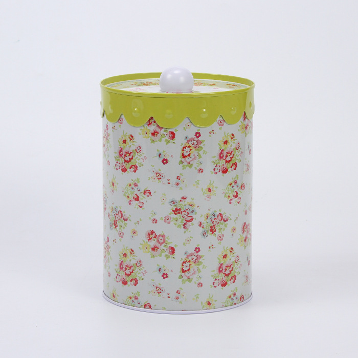 生产销售 圆形迷你马口铁收纳盒 简易碎花马口铁杂物盒