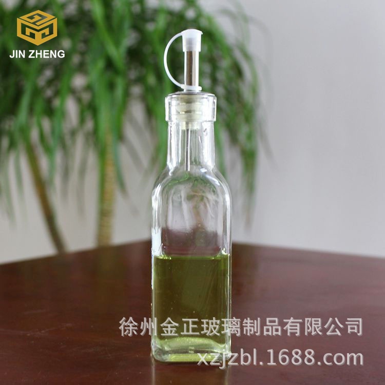 厂家供应     橄榄油透明玻璃瓶180ml密封盖玻璃油瓶酱油醋玻璃瓶
