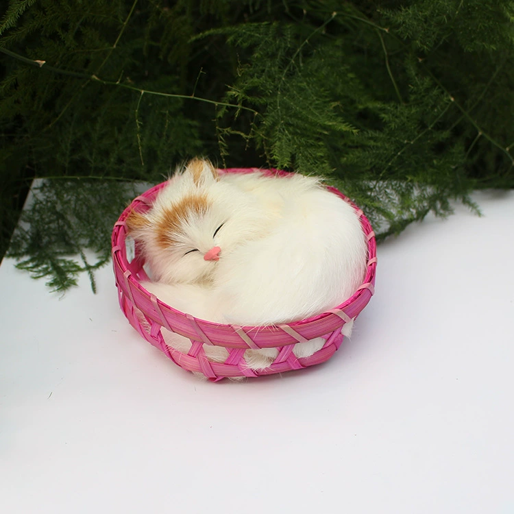 Реалистичная корзина, игрушка для сна, модель животного, кот, подарок на день рождения, котенок