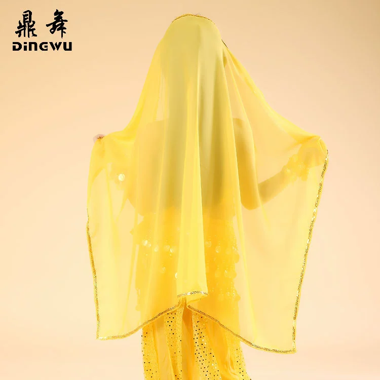 Children's Belly Dance Veil & Headdress Set, Chiffon or Sequin, 110×70 cm, One Size