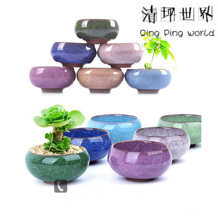 多肉创意花盆 定制杯子（冰裂陶瓷多肉花盆）zakka 园艺盆栽