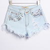 European American women’s rivet jeans High Waist Shorts hot pants 