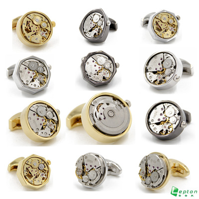 高品质机械机芯袖扣男士法式衬衫手表袖扣袖钉批发商务礼品定制