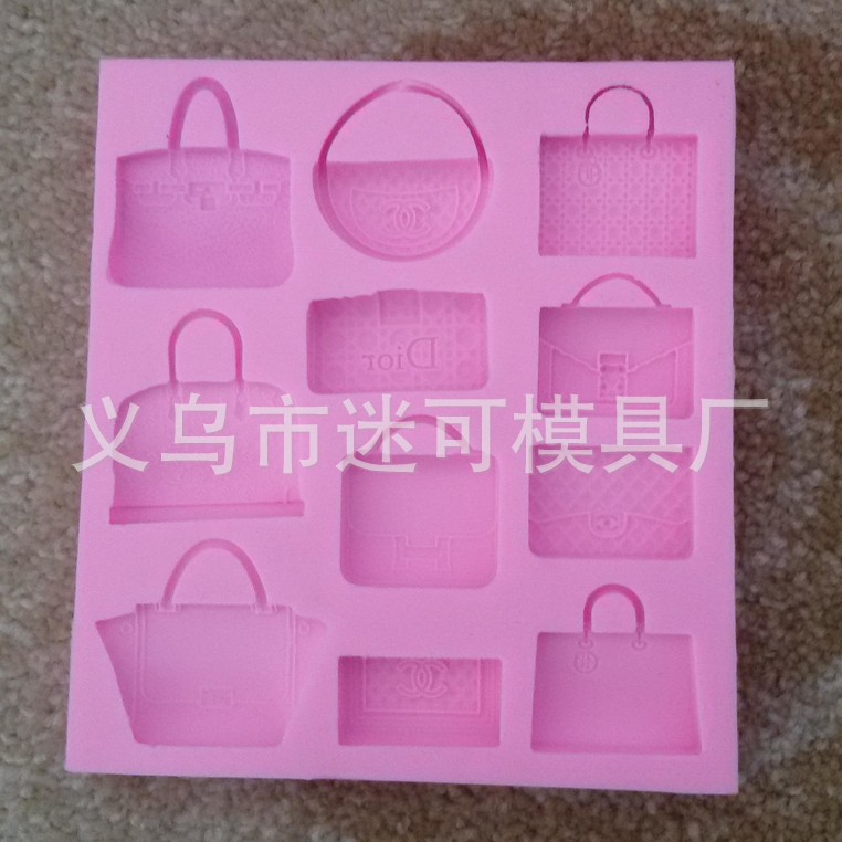 Exportación de comercio exterior molde de pastel líquido fondant molde de silicona moda bolso de las mujeres decoración de la torta DIY para hornear